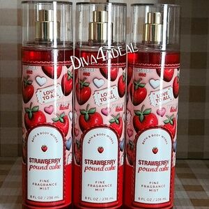 3x Bath & Body Works STRAWBERRY POUND CAKE 8OZ Mist Collection Sprays